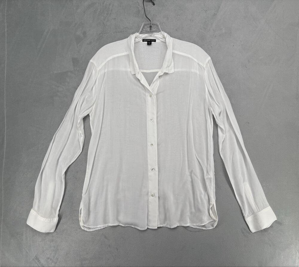 James‎ Perse Shirt Womens 3 White Button-Up Lightweight Sheer Relaxed Viscose